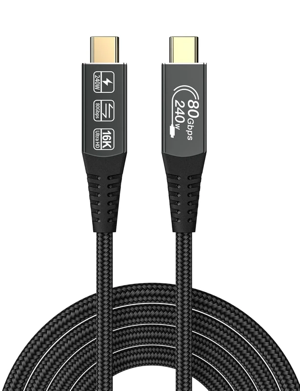 CAKOBLE thunderbolt 5 cable,80Gbps data Compatible with apple thunderbolt 5 cable,thunderbolt 4 cable USB4,16K/8K@60Hz video,240w usb c cable for Type-C MacBooks, iPad Pro, Hub (3m)