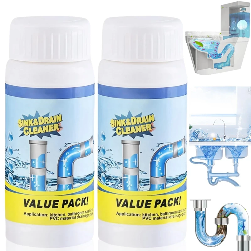 2PCS Powerful Sink Foaming Sink and Drain Cleaner,Wild Si/nk and Dra/in Cleaner,Drain Clog Remover,Powerful Pipe Dredging Agent,Pipe Dredge Deodorant,Dr/ain Unblocker Liquid Heavy Duty for Bathroom