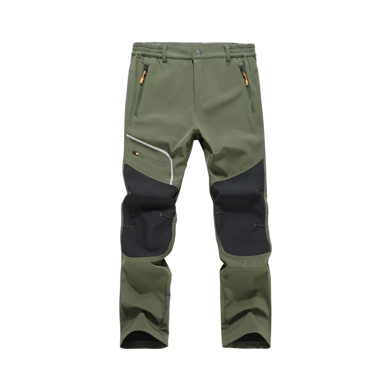 Tansozer Men's Warm Ski Pants Waterproof Outdoor Fleece Lined Winter Walking Hiking Climbing Windproof Snow Trousers Army Green 34