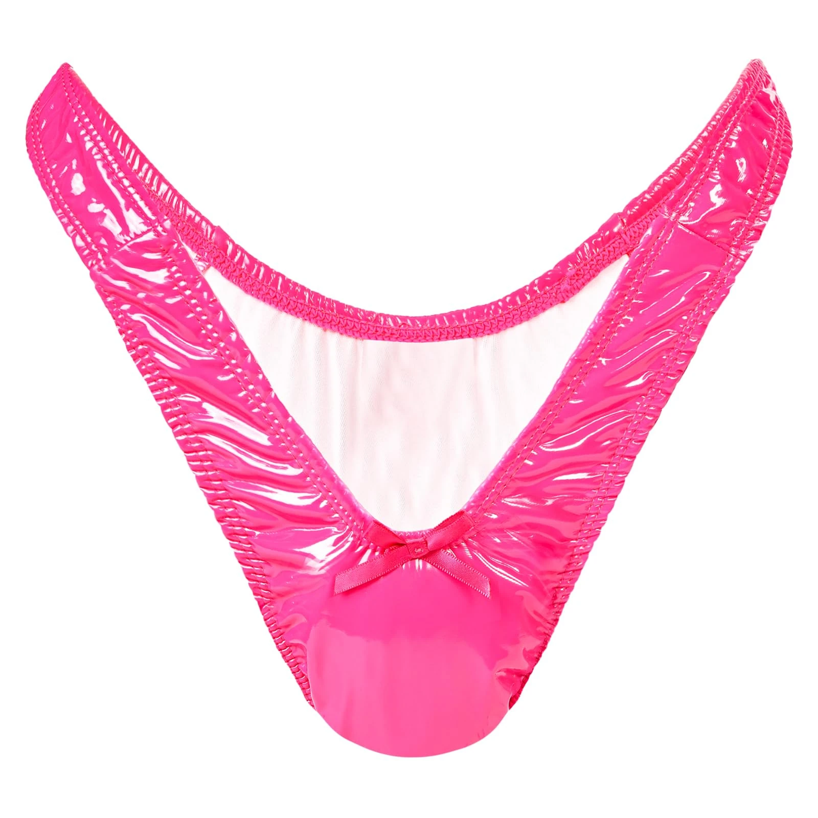 Littleforbig Little Secret Thong Sissy Tucking Gaff Panties Smooth Silky Hidden Shaping Brief for Crossdressers Transgender, Faux Leather Hot Pink, 4XL