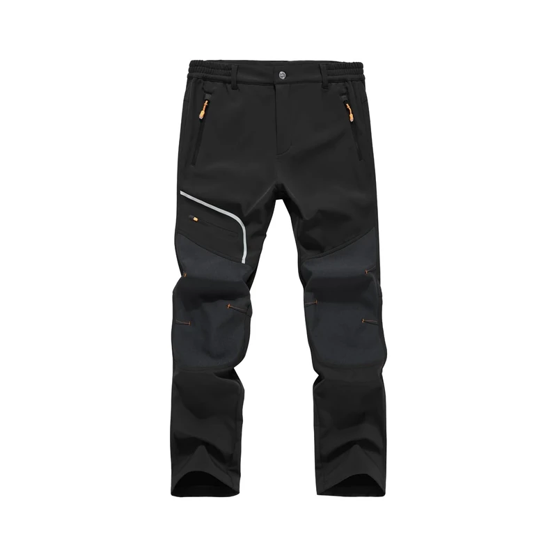 Tansozer Men's Softshell Pants - Waterproof Fleece Hiking & Ski, Black
