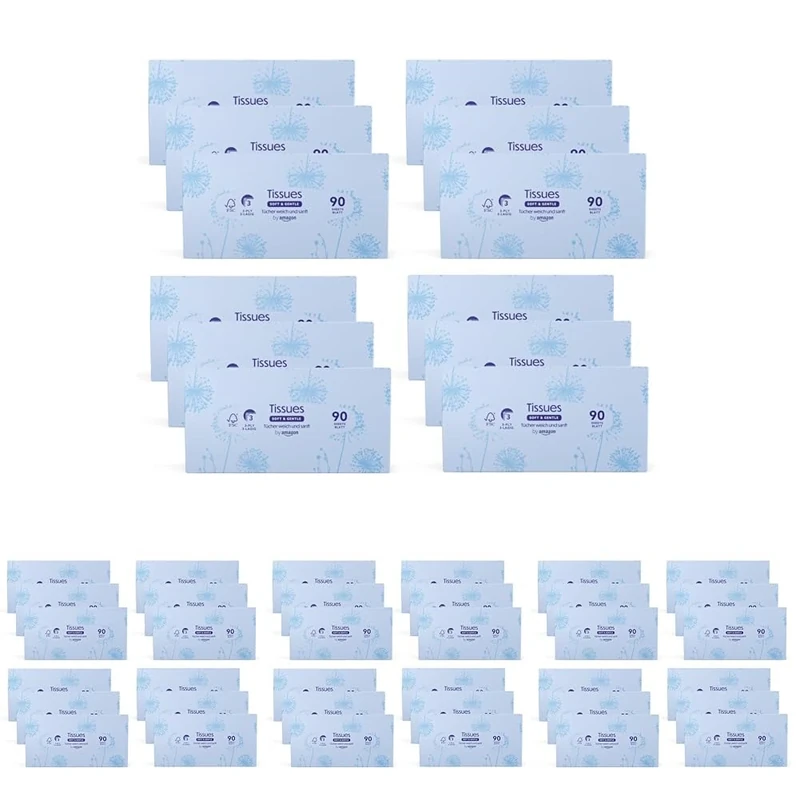 by Amazon 3-Ply Facial Tissues, 1080 Count (48 Packs of 90) (Previously Presto!)