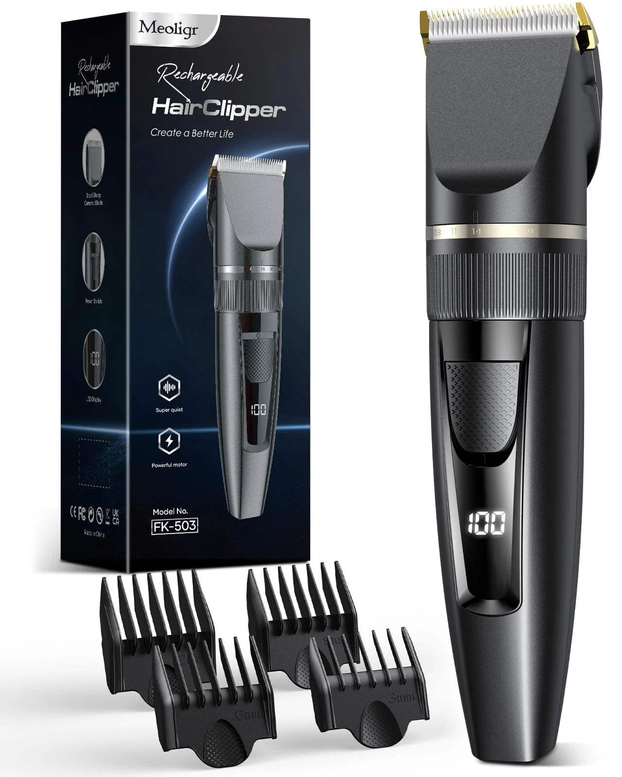 Hair Clippers Men,Professional Hair Trimmer Shaver with LCD Display,Cordless Beard Trimmer Barber Clippers with Ceramic Titanium Blade & Long-Lasting Battery for Men's Haircuts