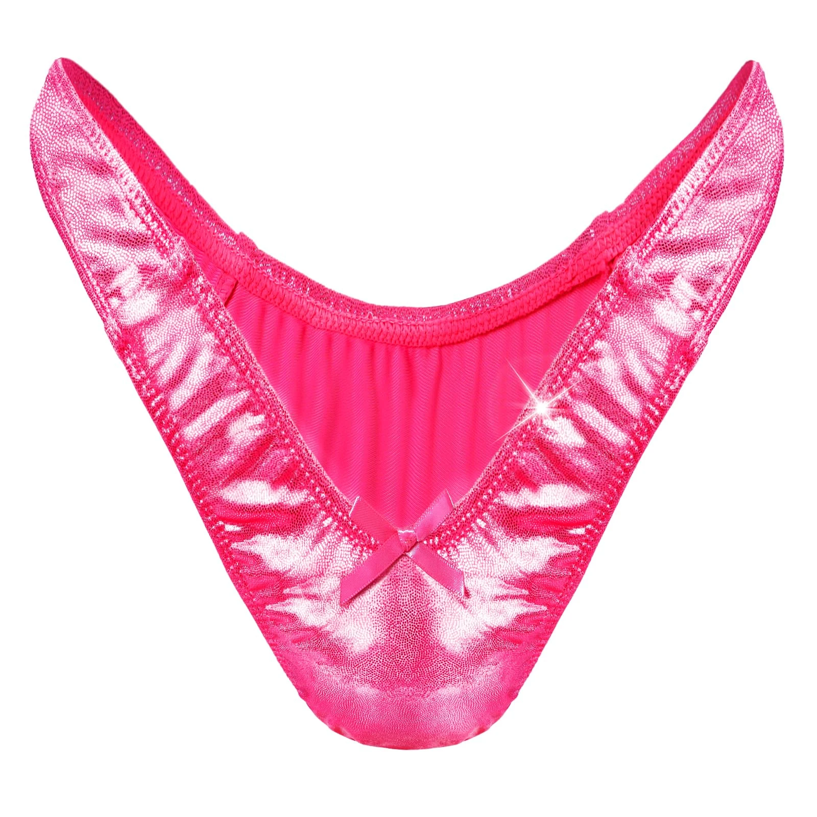 Littleforbig Little Secret Thong Sissy Tucking Gaff Panties Smooth Silky Hidden Shaping Brief for Crossdressers Transgender, Sparkle Hot Pink, L