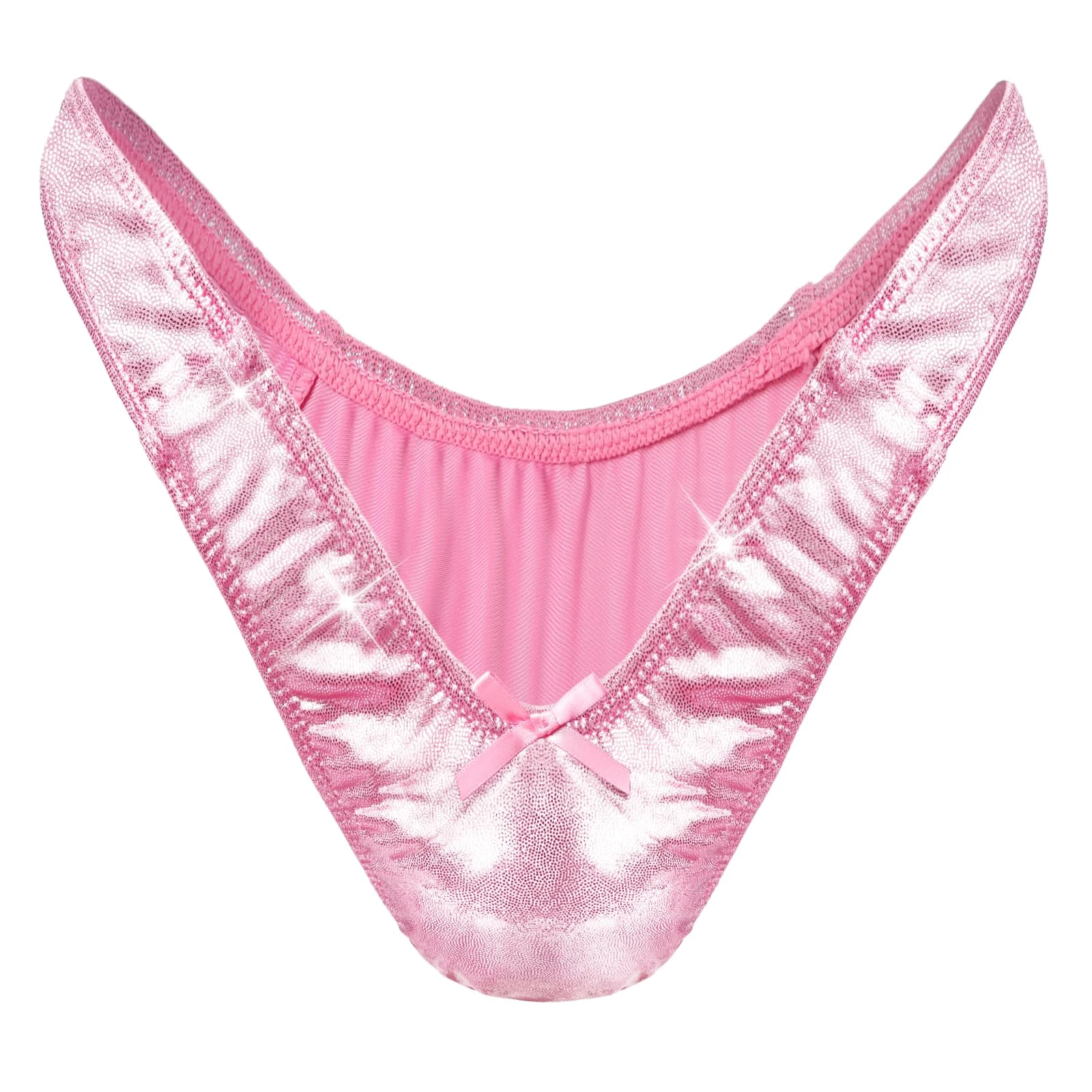 Littleforbig Little Secret Thong Sissy Tucking Gaff Panties Smooth Silky Hidden Shaping Brief for Crossdressers Transgender, Sparkle Pink, L