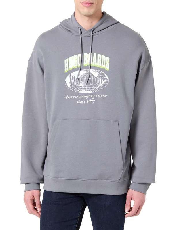 HUGO Men's Noldetux Sweatshirt, Medium Grey, L