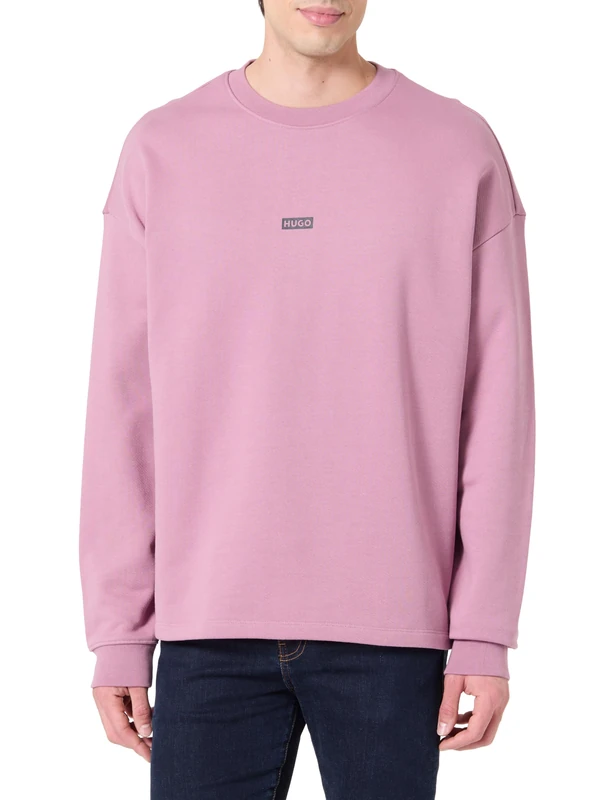 HUGO Men's Naviu Sweatshirt, Dark pink, M