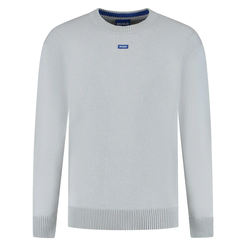 HUGO Men's San Casey-CP Knitted_Sweater, Open Grey, L