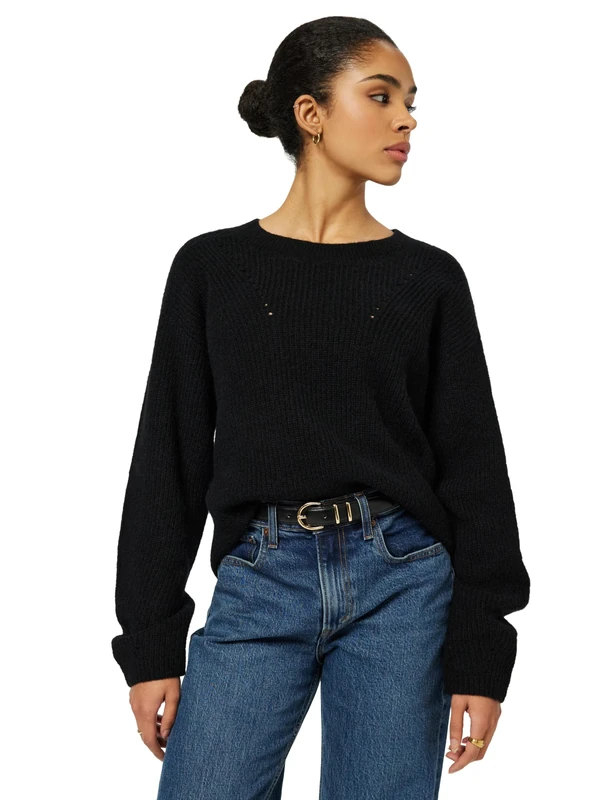 BOSS Women's C_Fenne Knitted Sweater, Black, XL