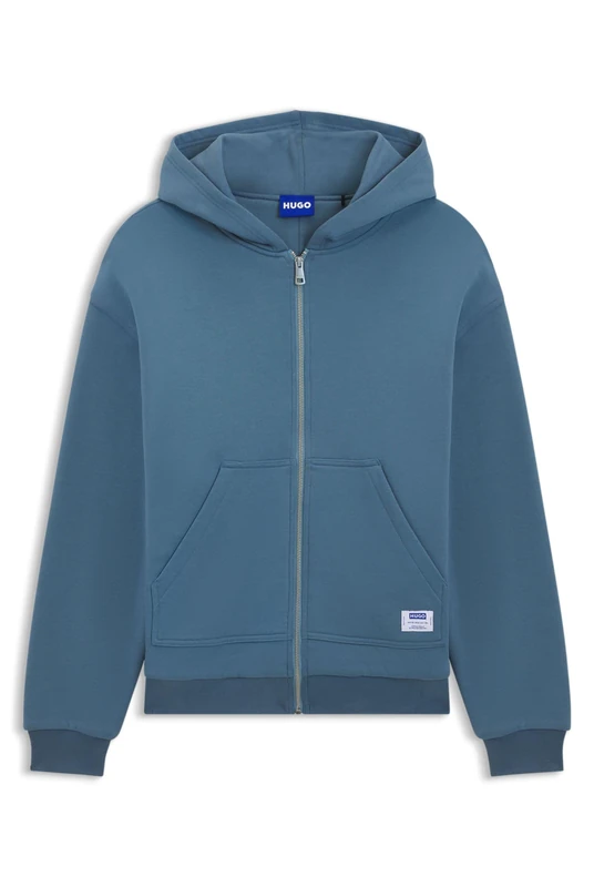 HUGO Mens Nestodi Double-layered zip-up hoodie in cotton-blend terry