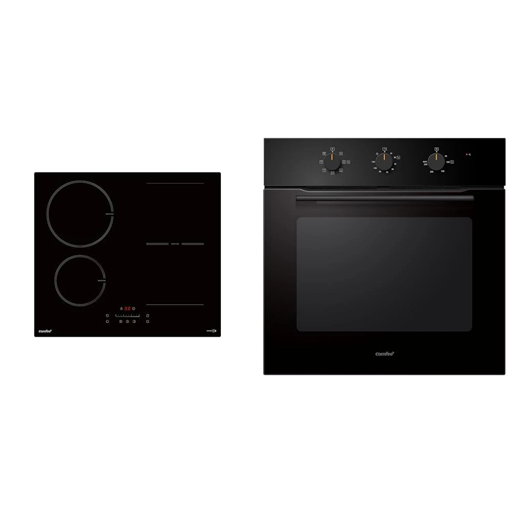 COMFEE' Built-in Induction Hob Electric Oven Buddle - Induction Hob with 4 Flexible Zones + COMFEE' 60cm Built-in Electric Oven, 60 Litre, 8 Oven Function with Air Fry