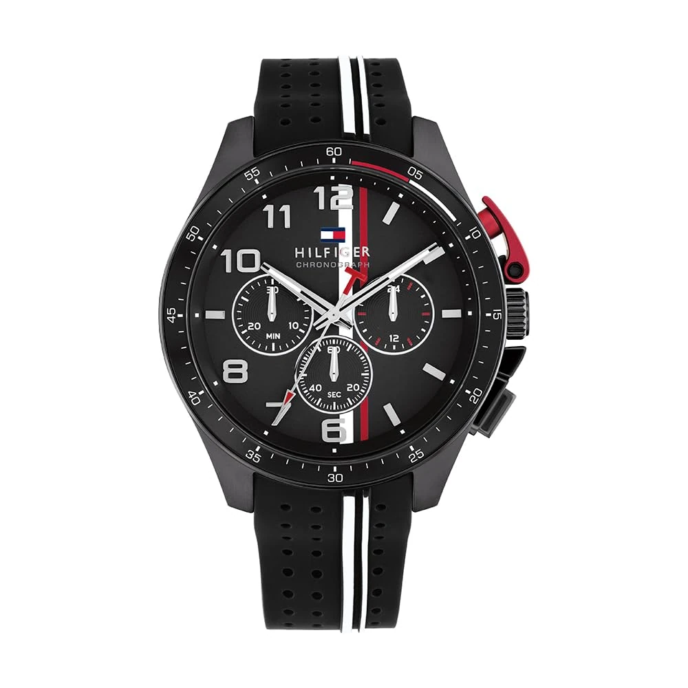 Tommy Hilfiger Chronograph Quartz Watch for Men with Black Silicone Bracelet - 1792168