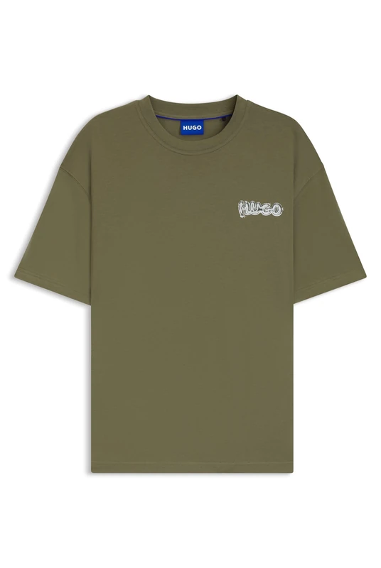 HUGO Mens Nyrotee All-Gender Cotton-Jersey T-Shirt with Logo Prints