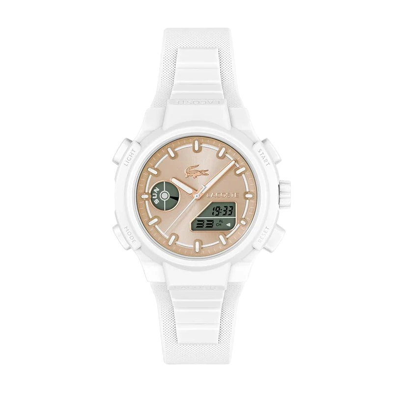 Lacoste Analog-Digital Multifunction Quartz Watch for Women LC33 Collection with White Silicone Bracelet - 2001430