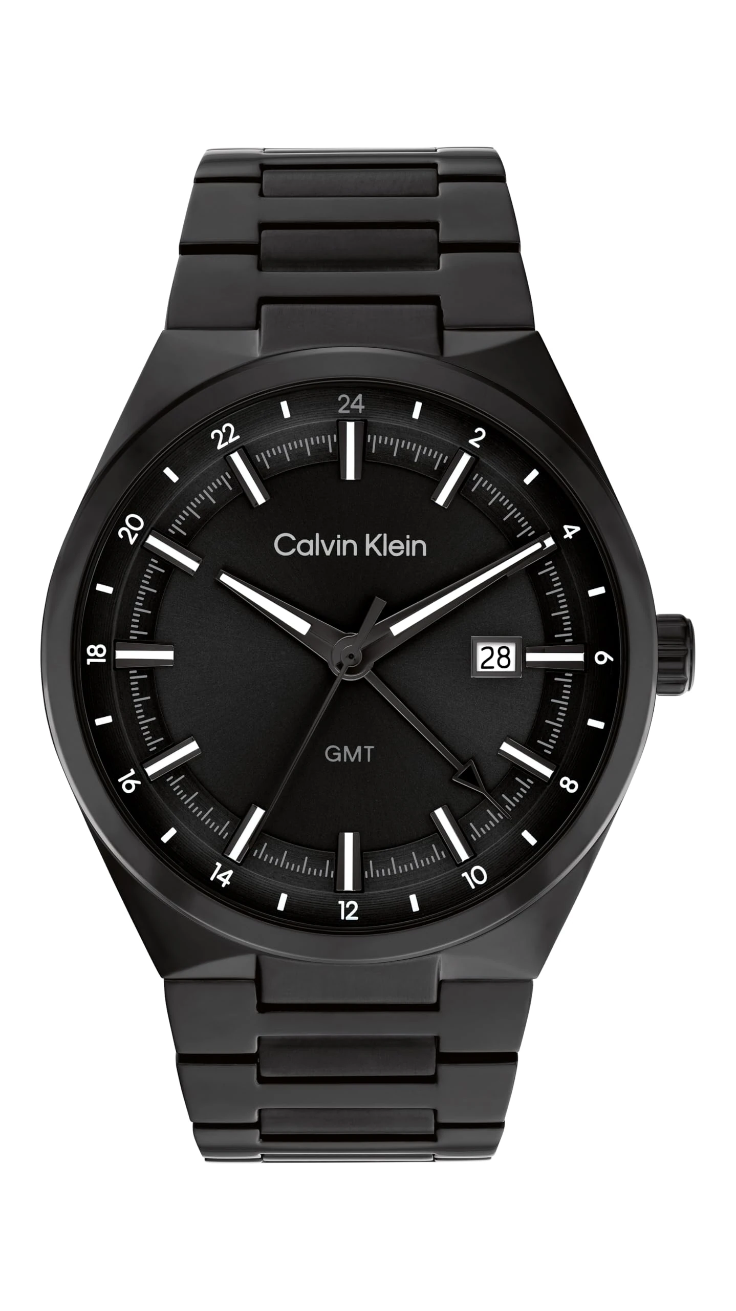 Calvin Klein Three Hand Quartz Movement Watch with Calendar for Men DISTINGUISH Collection with Black Stainless Steel Bracelet - 25200490