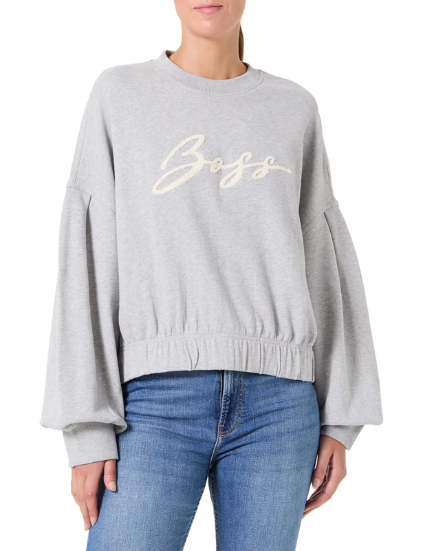 BOSS Women's C_Easton Sweatshirt, Light/Pastel Grey, XL