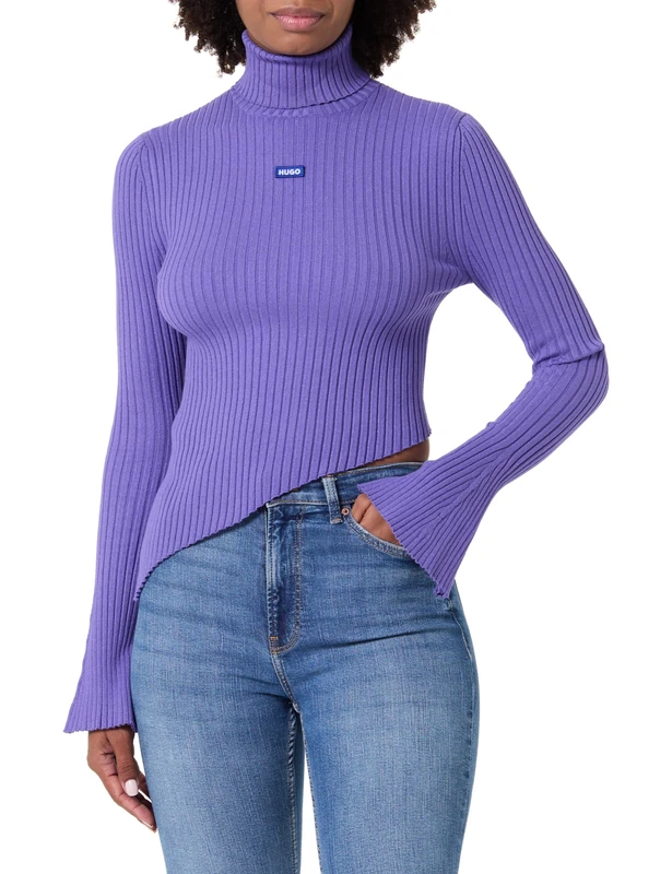 Hugo Women's Somyna_b Knitted_Sweater, Medium Purple, Large