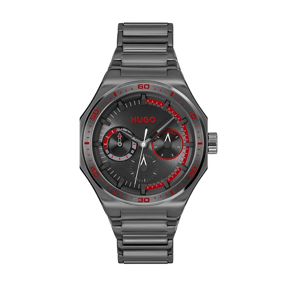HUGO Analogue Multifunction Quartz Watch for Men #Grail Sport Collection with Grey Stainless Steel Bracelet - 1530401