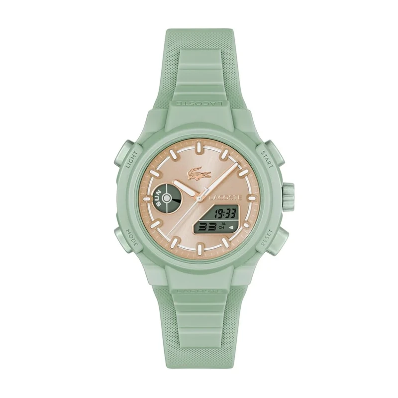 Lacoste Analog-Digital Multifunction Quartz Watch for Women LC33 Collection with Green Silicone Bracelet - 2001433