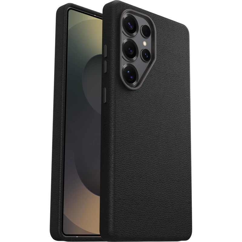 OtterBox Symmetry Series Cactus Leather Case for Samsung Galaxy S25 Ultra, Shockproof, Drop proof, Protective Thin Case, 3x Tested to Military Standard, Black