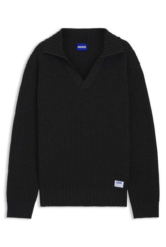 HUGO Men's Spiro Knitted_Sweater, Black, XXL