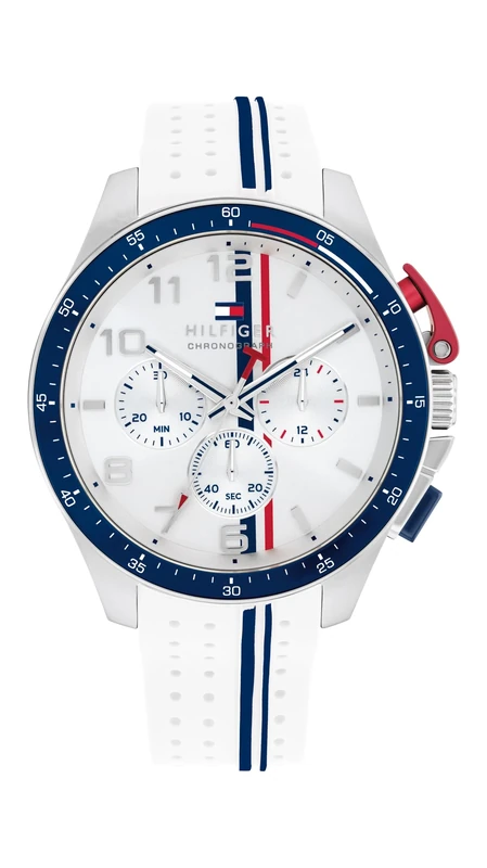Tommy Hilfiger Chronograph Quartz Watch for Men with White Silicone Bracelet - 1792167