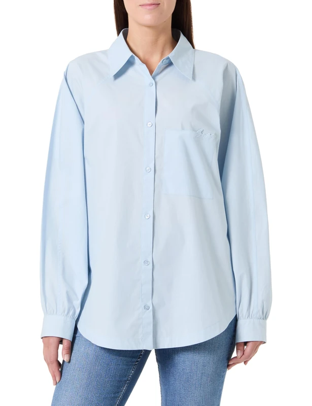 BOSS Women's C_belska Blouse, Light/Pastel Blue, 10