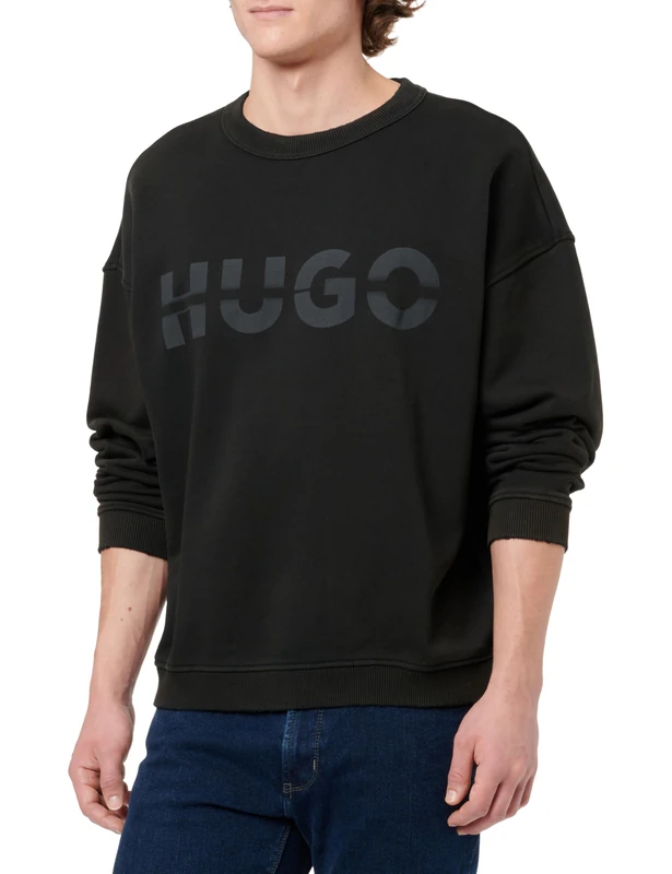 HUGO Men's Nenzyew Sweatshirt, Medium Grey, S