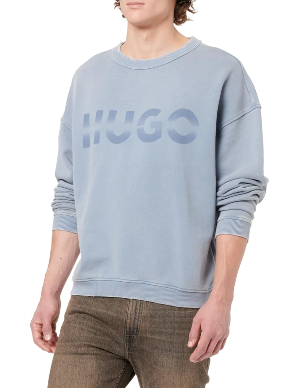 HUGO Men's Nenzyew Sweatshirt, Open Blue, L