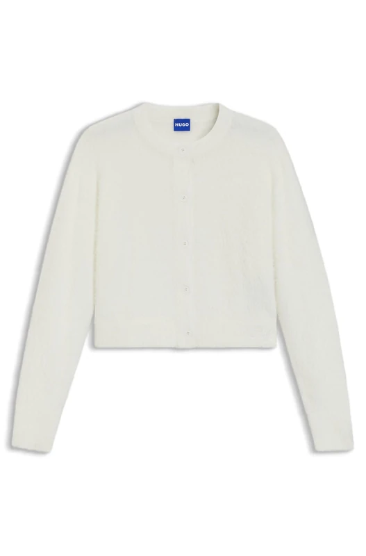 Hugo Women's Sfurry_b Knitted Cardigan, Open White, M
