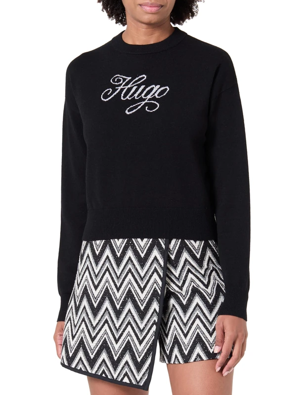 HUGO Women's Slogix_B Knitted_Sweater, Open Miscellaneous, XL