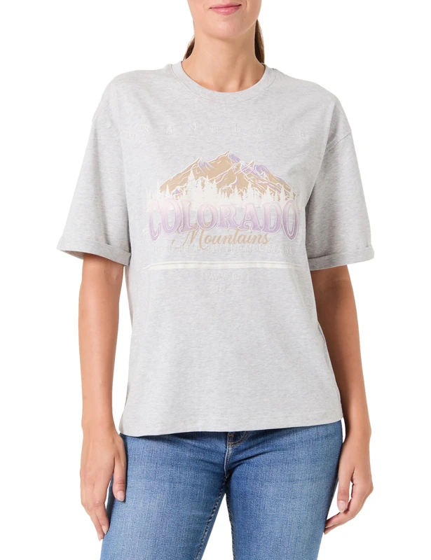 BOSS Women's C_evi_11 T-Shirt, Light/Pastel Grey, S