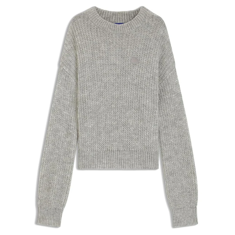 HUGO Women's Slogerynna_B Knitted_Sweater, Open Grey, S