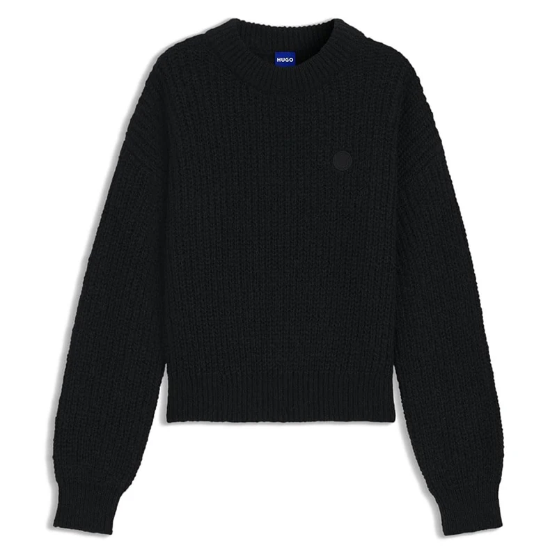 HUGO Women's Slogerynna_B Knitted_Sweater, Black, XS