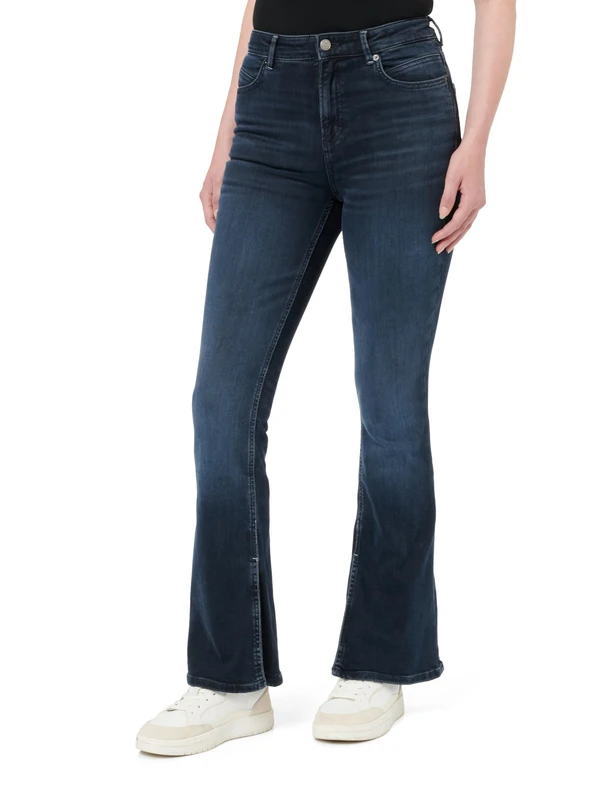 BOSS Women's C Pink Bootcut Slit Jeans Trousers, Dark Blue, 32W x 32L