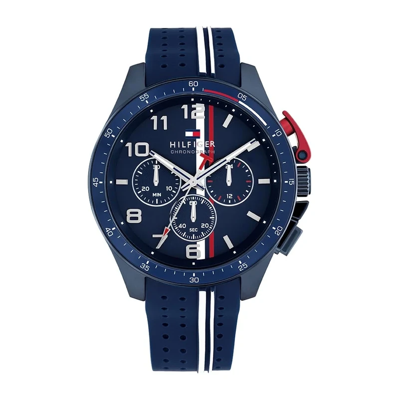 Tommy Hilfiger Chronograph Quartz Watch for Men with Navy Blue Silicone Bracelet - 1792169