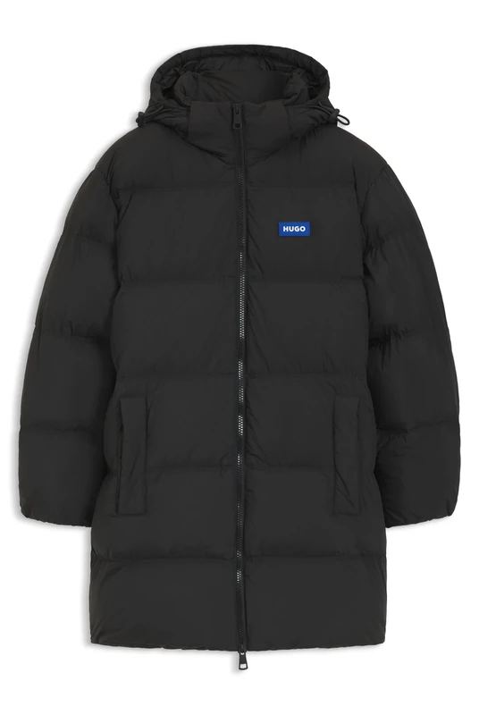 HUGO Mens Bodi2541 Water-repellent relaxed-fit padded jacket with adjustable hood