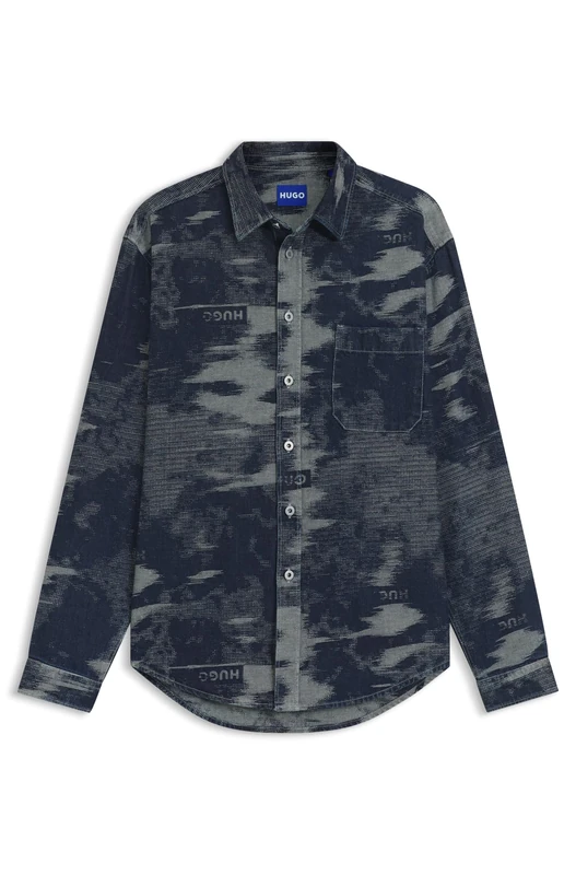 Hugo Men's Ebalto Shirt, Medium Blue, S