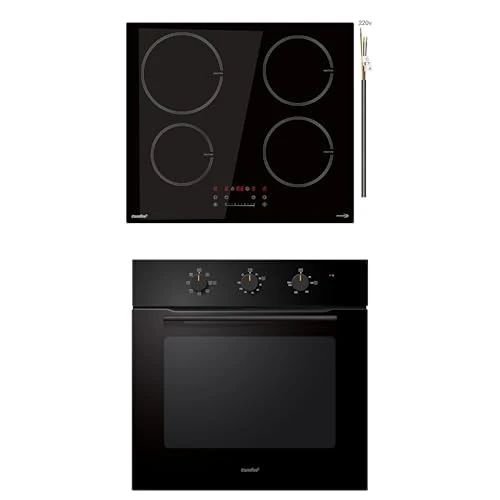 COMFEE' Built-in Induction Hob with 4 Zones, Touch control, Automatic Switch-Off, Child Safety Lock, No Plug Included + COMFEE' 60cm Built-in Electric Oven, 60 Litre, 8 Oven Function with Air Fry