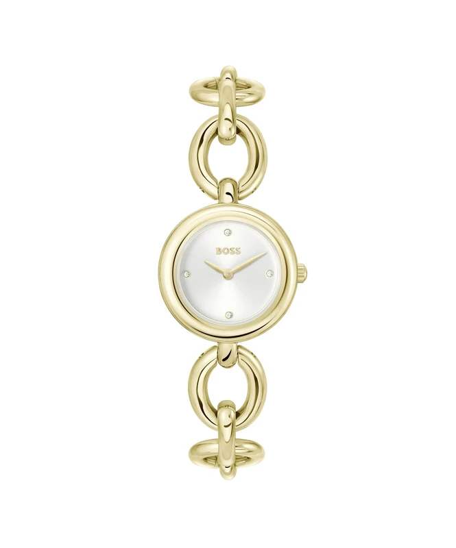 BOSS Three Hand Quartz Movement Watch for Women Live Collection with Light Yellow Gold Stainless Steel Bracelet - 1502792