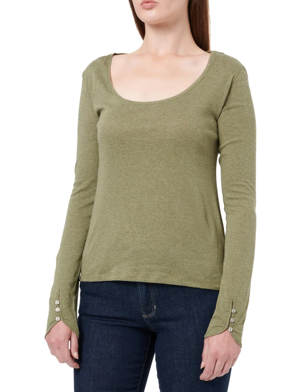 BOSS Women's C_Edeline Jersey Top, Dark Grey, XL