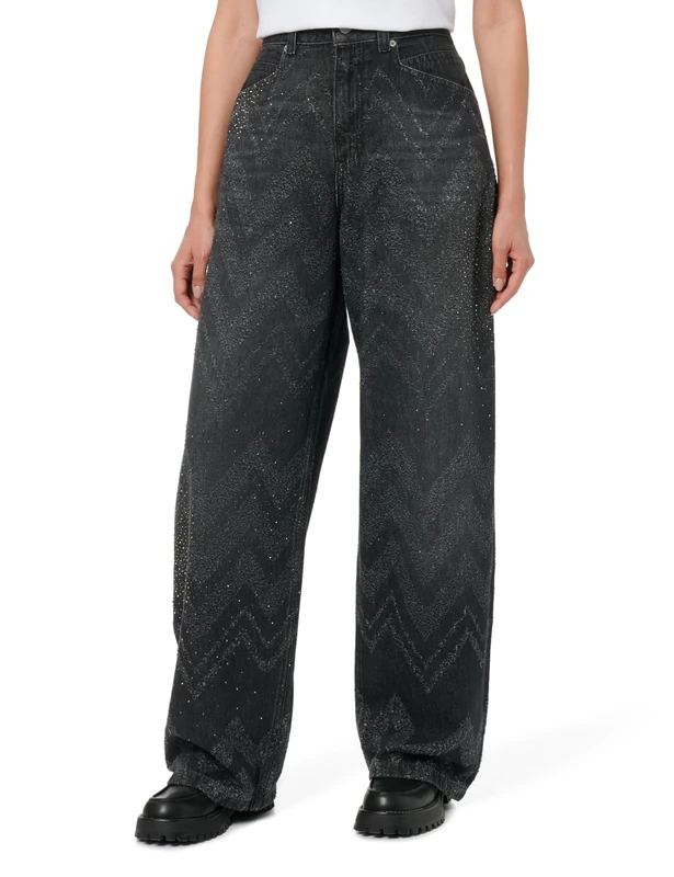 BOSS Women's C_Slouchy Mr Jeans_Trousers, Black, 28W x 32L