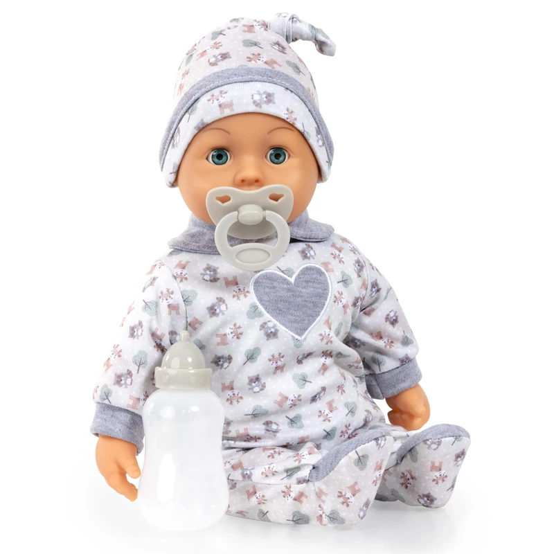 Bayer Design 93824CP Interactive baby doll, talking, soft body, dummy, bottle, 38 cm