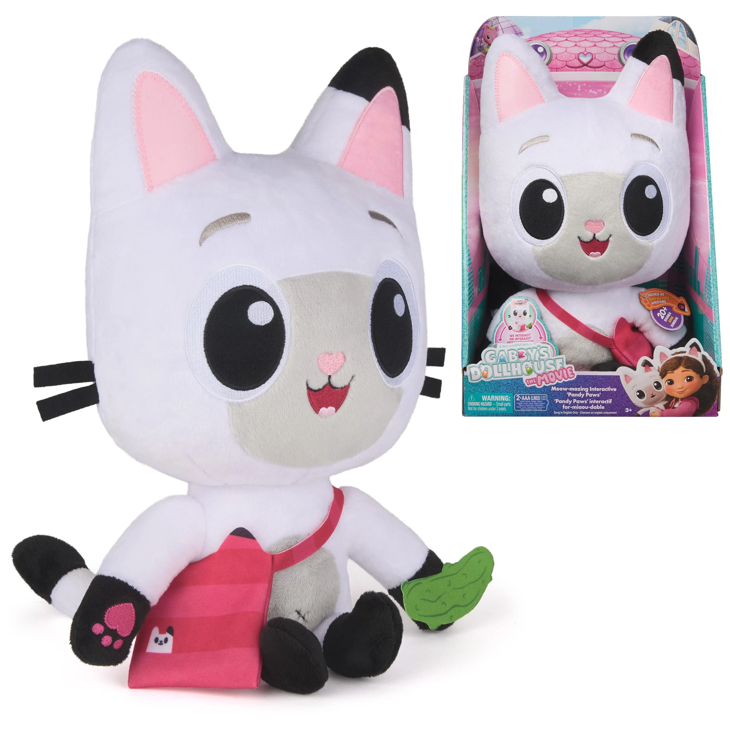 Gabby's Dollhouse: The Movie, Meow-mazing Interactive Pandy Paws Plush Toy with 3 Accessories and Removable Bag, Kids Toys for Girls and Boys Ages 3 and Up