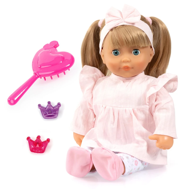 Bayer Design 93834AK Doll with hair, function, sleepy eyes, play doll laughs, kissing sound, 38 cm