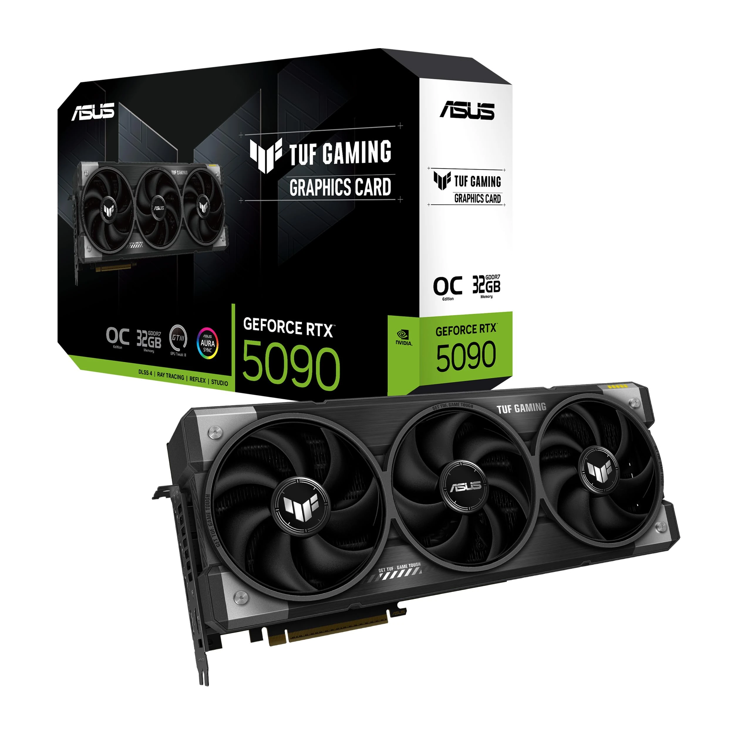 ASUS TUF Gaming GeForce RTX 5090 32GB GDDR7 OC Edition Gaming Graphics Card (PCIe 5.0, HDMI/DP 2.1, 3.6-slot, military-grade components, protective PCB coating, axial-tech fans, vapor chamber)