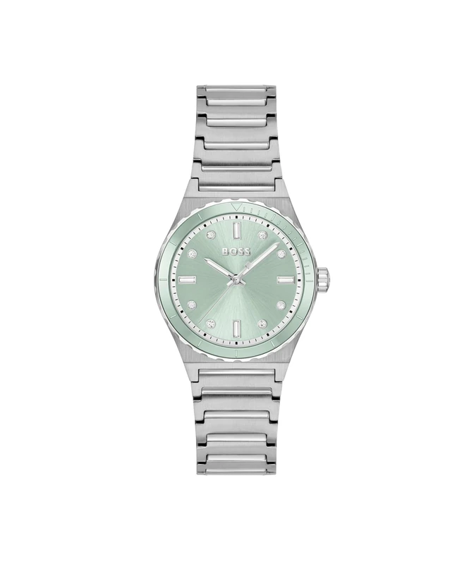 BOSS Three Hand Quartz Movement Watch for Women Candor Ladies Sport Collection with Silver Stainless Steel Bracelet - 1502787