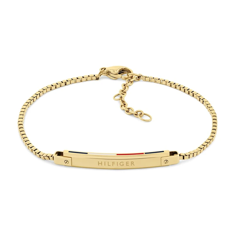 Tommy Hilfiger Jewelry Women's Yellow Gold Chain Bracelet with the Iconic Flag - 2780953