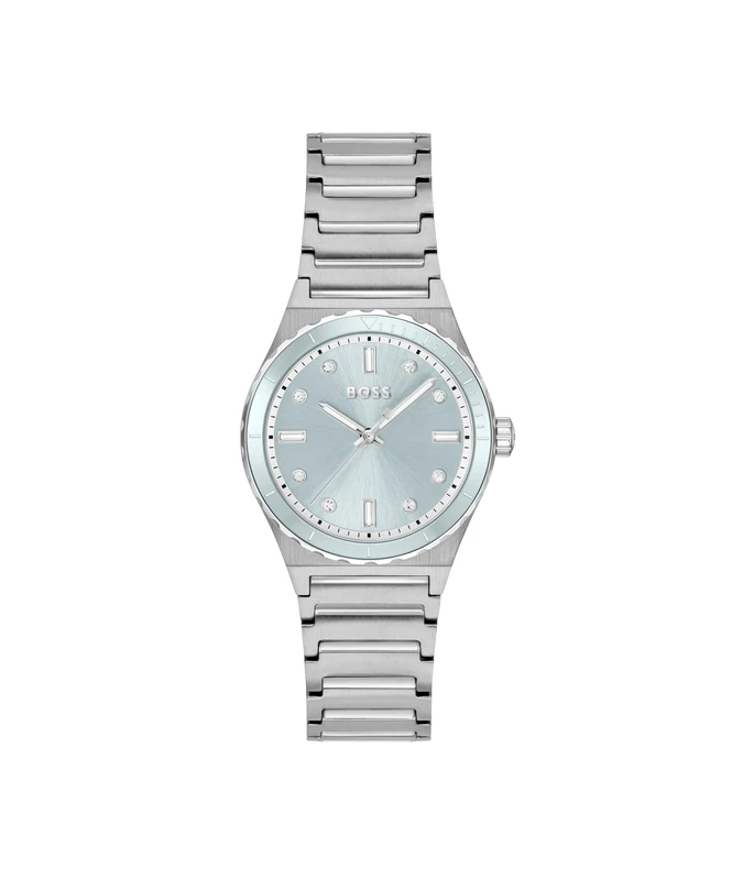 BOSS Three Hand Quartz Movement Watch for Women Candor Ladies Sport Collection with Silver Stainless Steel Bracelet - 1502786