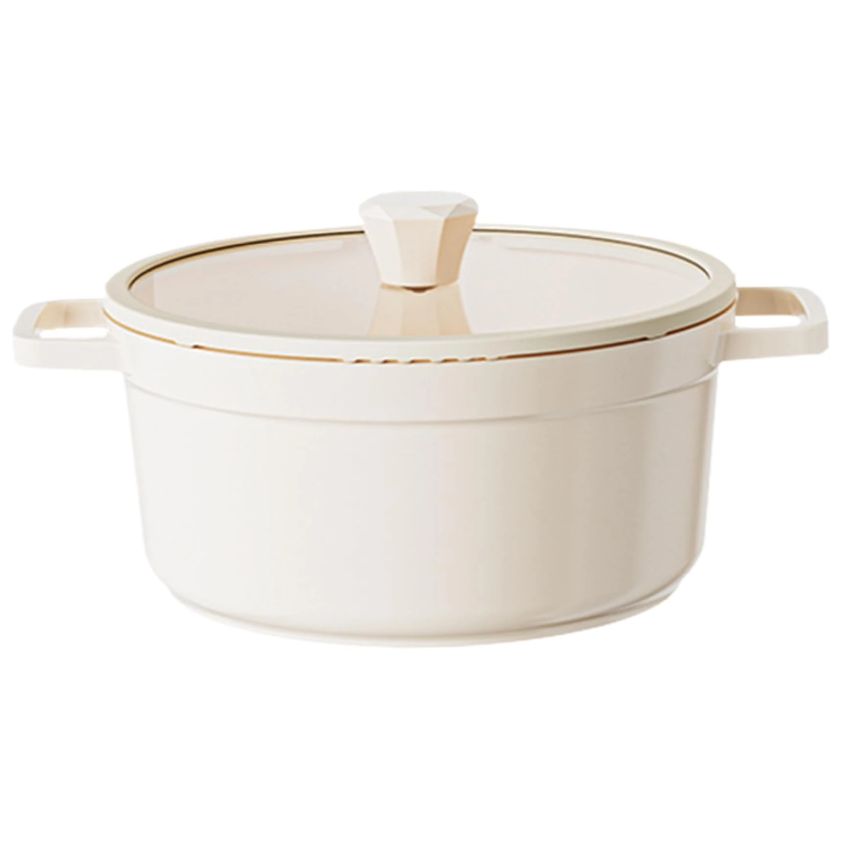 HoveeLuty Dutch Oven Pot with Lid 5 Qt Non-Stick Bread Dutch Oven Porcelain Enameled Cast Iron Stovetop, Induction Compatible Rectangular White with Black Lid